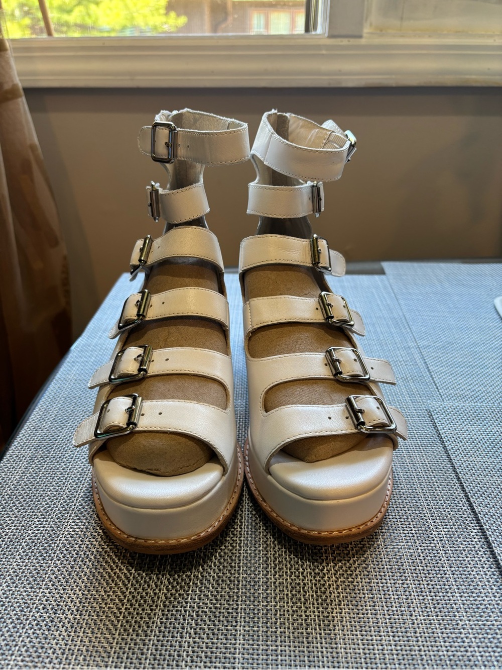 Jeffrey Campbell White Multi-Buckle Platform Gladiator Sandals